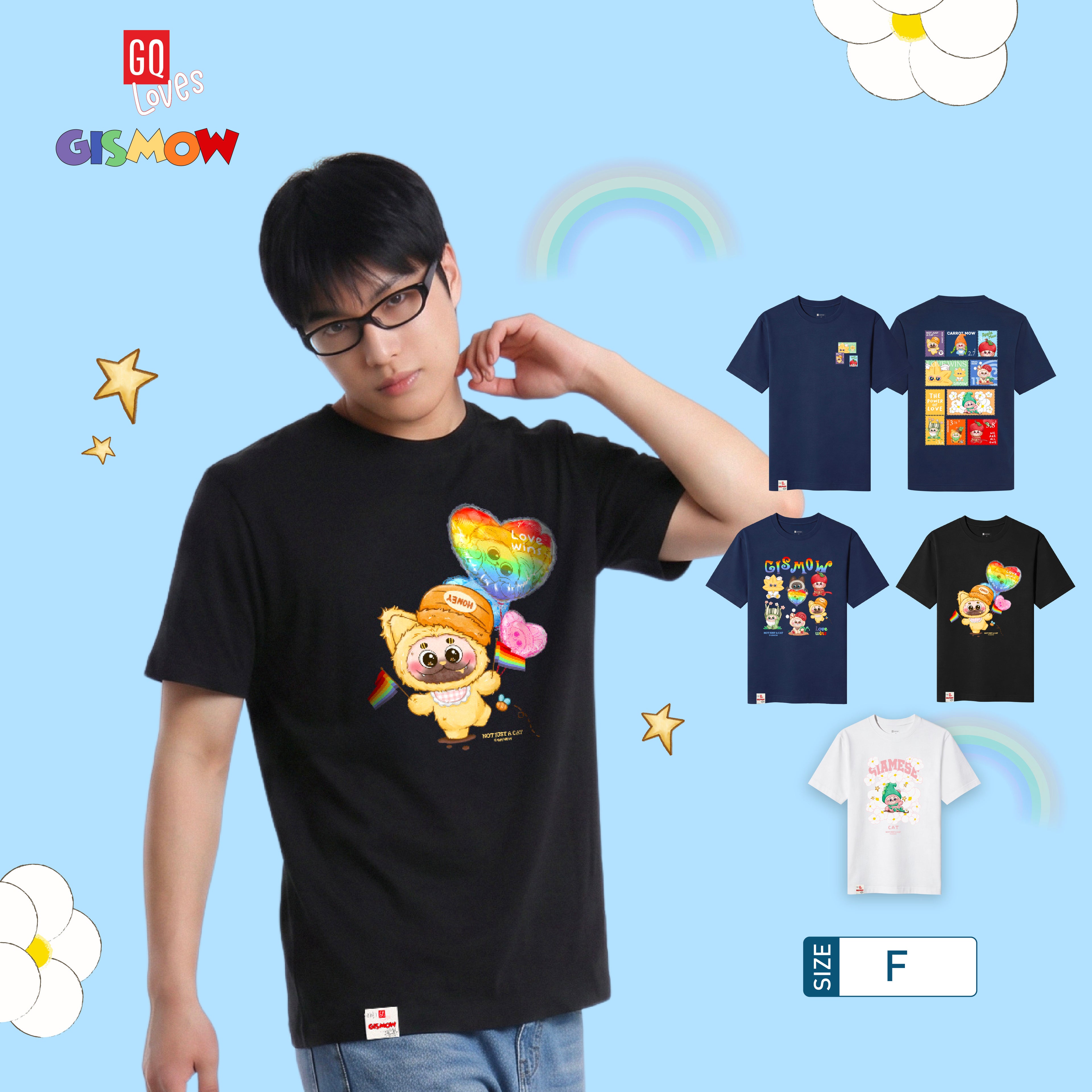 GQ Everyday x Gismow Unisex Pride T-Shirt เสื้อยืดลาย Gismow ธีม Pride